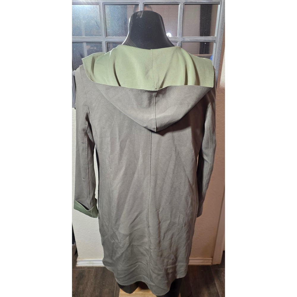 Carolina Belle Montreal Olive Green Hooded Duster Cardigan Jacket Large